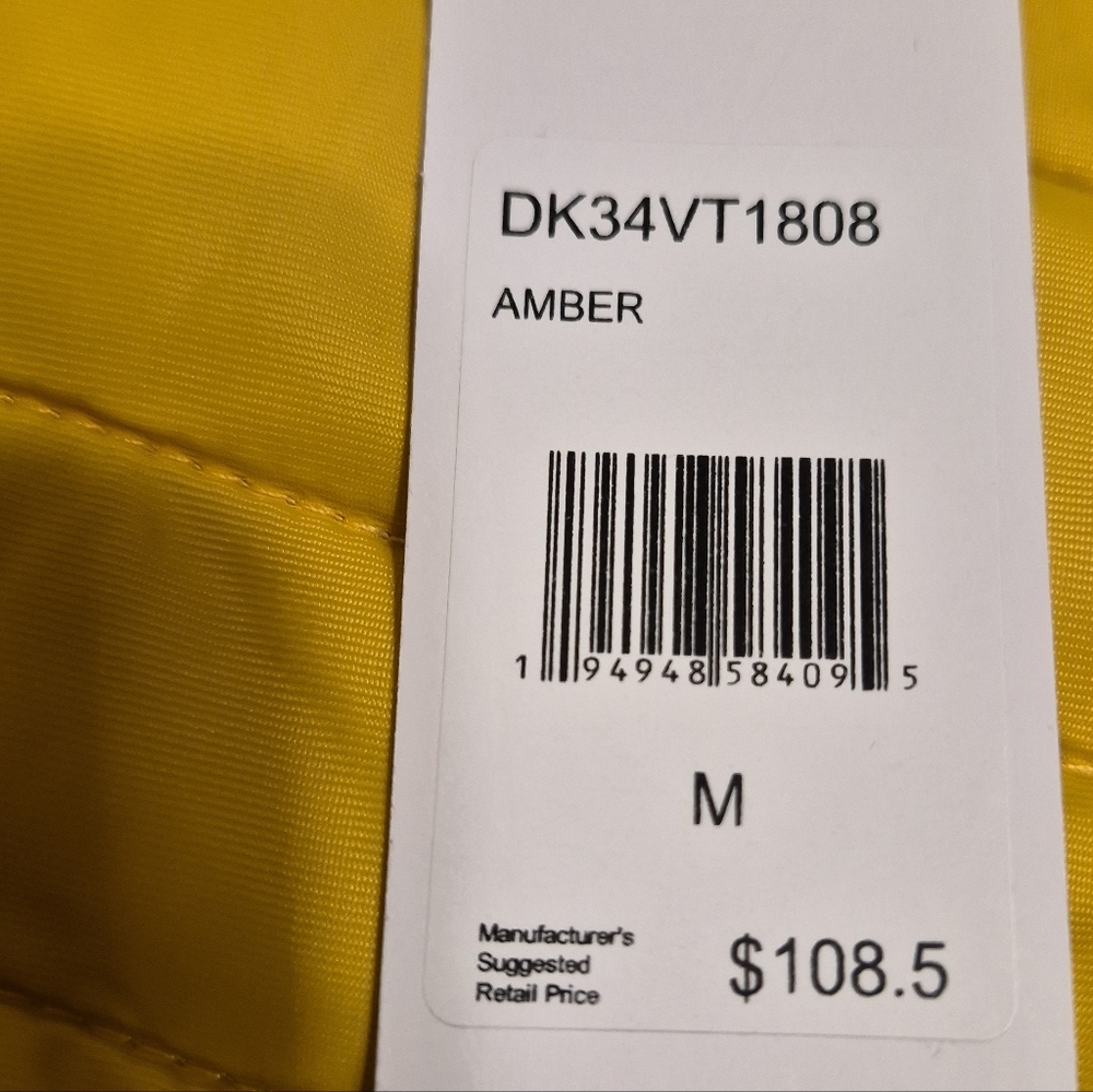 Donna Karan Unisex Vibrant Amber Quilted Zipper Sleeveless Vest Size Medium - Picture 6 of 12